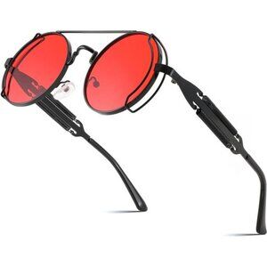 Polarized Aviator Sunglasses Men Women Round Steampunk Metal Frame UV400 Retro